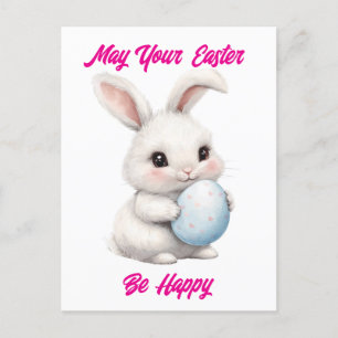 Cute Bunny med vykort för Ägg-Helgdag
