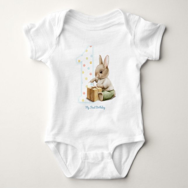 Cute Bunny Min första födelsedag T-Shirt (Framsida)