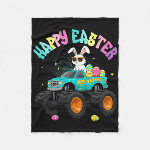 Cute Bunny Monster Lastbil Glad påsk För barn Boy Fleecefilt