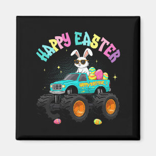Cute Bunny Monster Lastbil Glad påsk För barn Boy Magnet