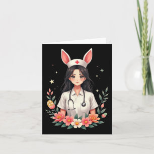 Cute Bunny Nurse Anime Girl Påsk Medical Istant Kort