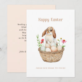 Cute Bunny och ägg Glad påsk platt Hälsning Julkort