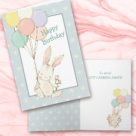 Cute Bunny och Balloth Birthday Card Kort