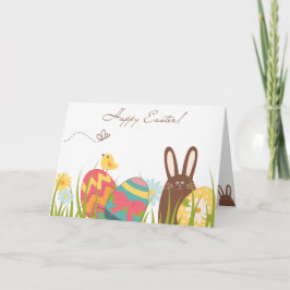 Cute Bunny och Colorful Eggs Glad påsk Helgkort