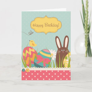 Cute Bunny och Colorful Påskägg Grattis på födelse Kort