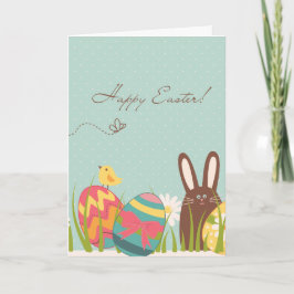 Cute Bunny och Decorated Eggs Glad påsk Card Helgkort