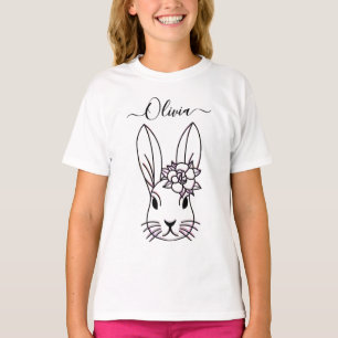 Cute Bunny och Flower. Anpassa T-Shirt