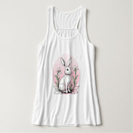 Cute Bunny och Lilies Linne Med Racerback