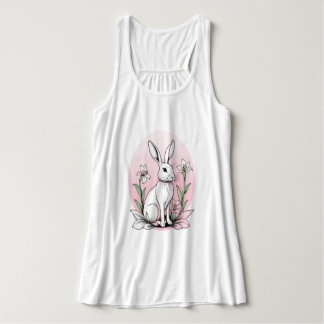 Cute Bunny och Lilies Linne Med Racerback