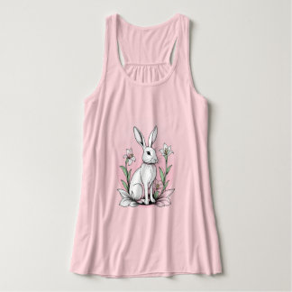 Cute Bunny och Lilies Linne Med Racerback