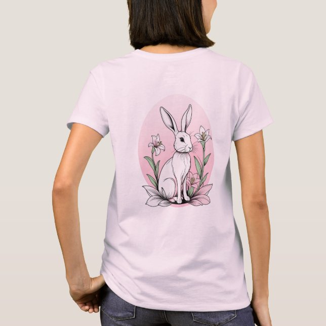 Cute Bunny och Lilies T Shirt (Baksida)