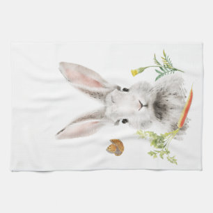Cute Bunny och morot Kökshandduk