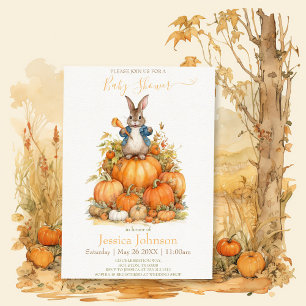 Cute Bunny och pumpor Fall Baby Shower Inbjudningar