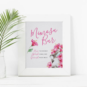 Cute Bunny och Rosa Flower Mimosa Pub Poster