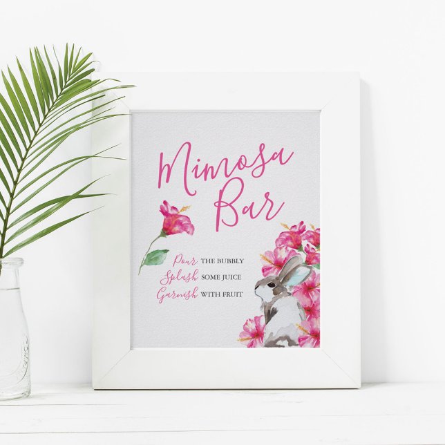 Cute Bunny och Rosa Flower Mimosa Pub Poster (Skapare uppladdad)