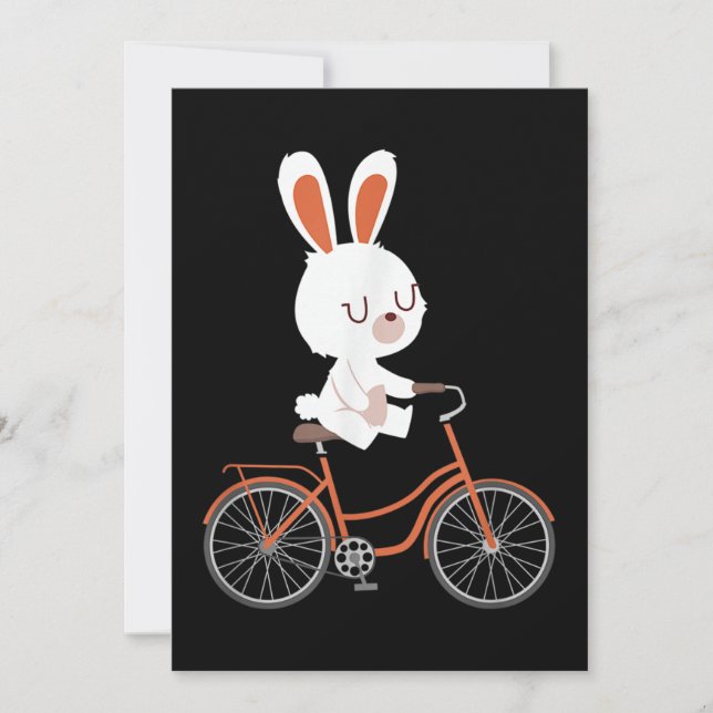 Cute Bunny On Bike Rabbit Cycling Bicycle Bunny Inbjudningar (Framsida)