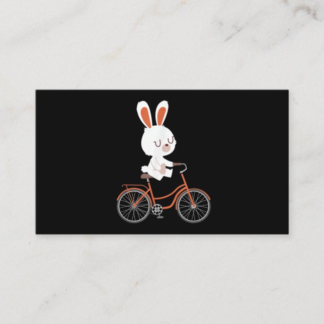 Cute Bunny On Bike Rabbit Cycling Bicycle Bunny Visitkort (Framsida)