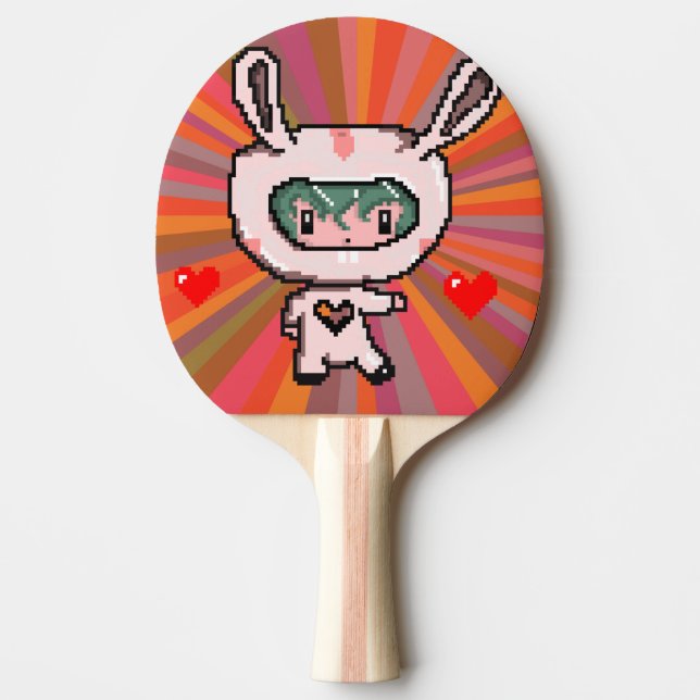 Cute Bunny-orange med 8 bitars bildskärmsskärpa Pingisracket (Framsidan)