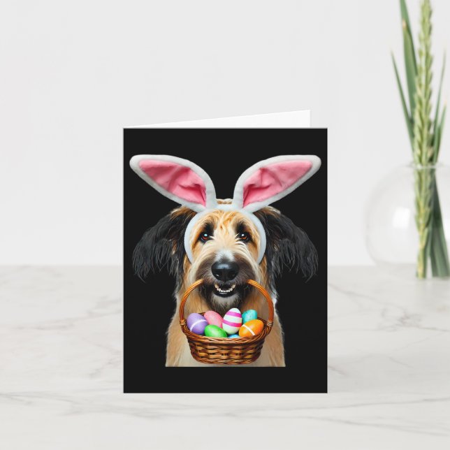 Cute Bunny Öron Berger Picard Hund Påskägg Hunt Kort (Framsida)