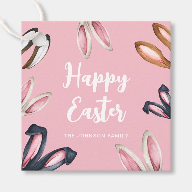 Cute Bunny Öron Glad påsk Gåvor Etiketter (Cute Bunny Ears Happy Easter Favor Tags)