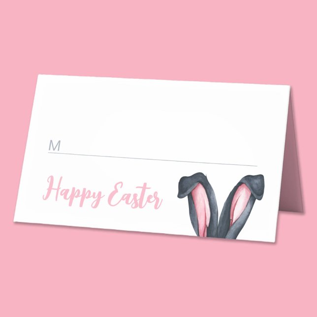 Cute Bunny Öron Glad påsk Placeringskort (Cute Bunny Ears Happy Easter Place Card)