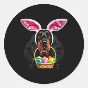 Cute Bunny Öron Gordon Setter Hund Påskägg Hunt Runt Klistermärke