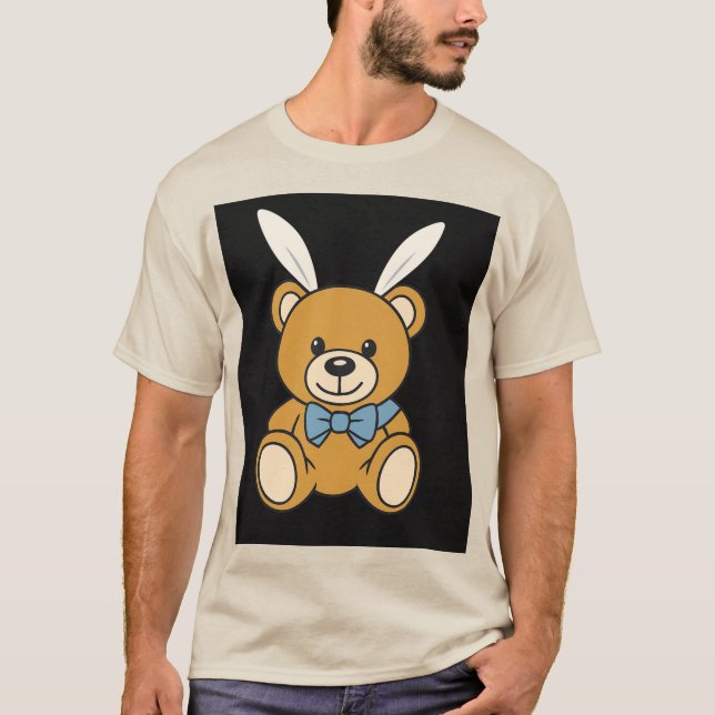 Cute Bunny Öron Nalle Tecknad T-Shirt (Framsida)