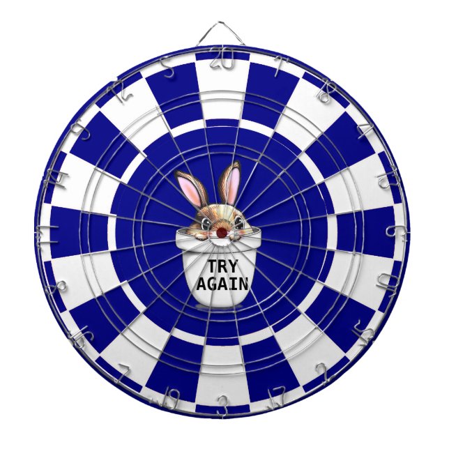 Cute Bunny på Navy Blue and White Dart Board Darttavla (Framsidan)