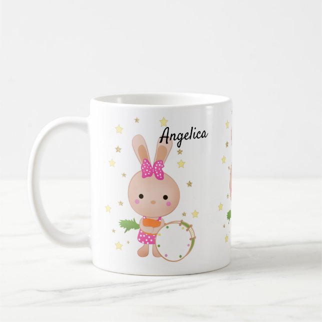 Cute, Bunny, paddle, födelsedag, hälsning, invitat Kaffemugg (Vänster)