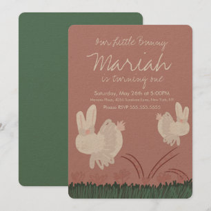 Cute Bunny Påsk 1:a födelsedag Hand plockade Kraft Inbjudningar