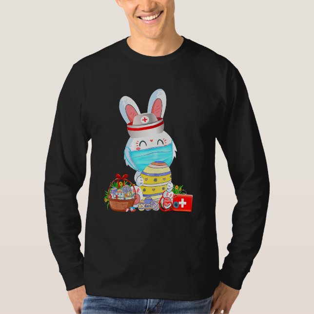 Cute Bunny Påsk Ansikte Mask Nurse Stethoscope Öst T Shirt (Framsida)