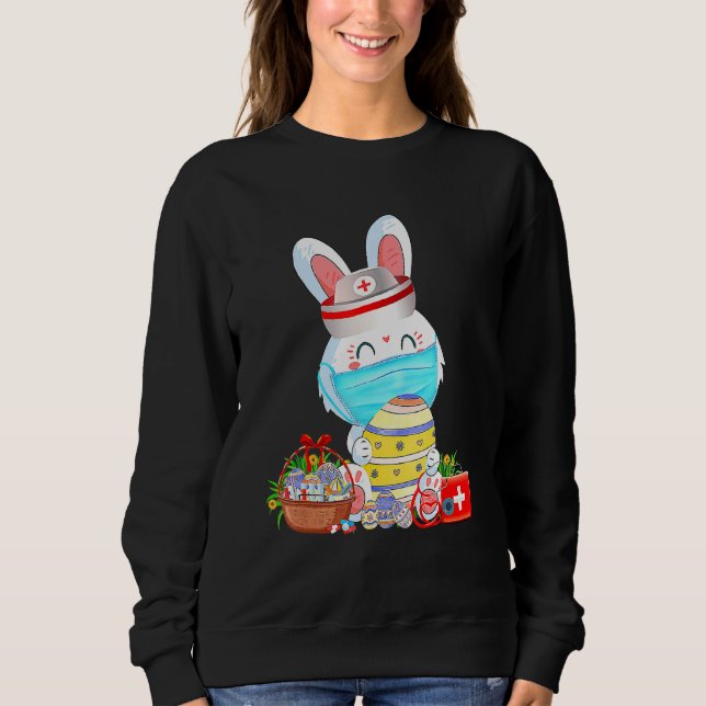 Cute Bunny Påsk Ansikte Mask Nurse Stethoscope Öst T Shirt (Framsida)
