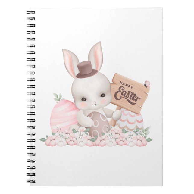 Cute Bunny Påsk bärbar dator Gift Anteckningsbok (Framsidan)