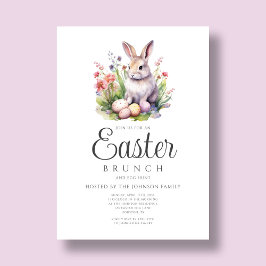Cute Bunny Påsk Brunch och Egg Hunt Inbjudningar