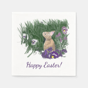 Cute Bunny Påsk Önskemål Holiday Greetings Pappersservett