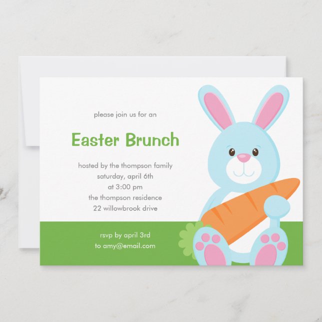 Cute Bunny Påsk Party-inbjudan Inbjudningar (Framsida)
