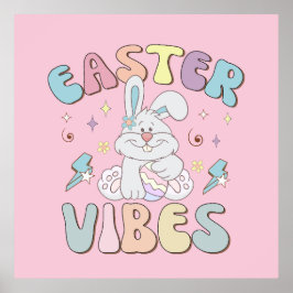 Cute Bunny Påsk Vibes Pastel Vår Party Poster
