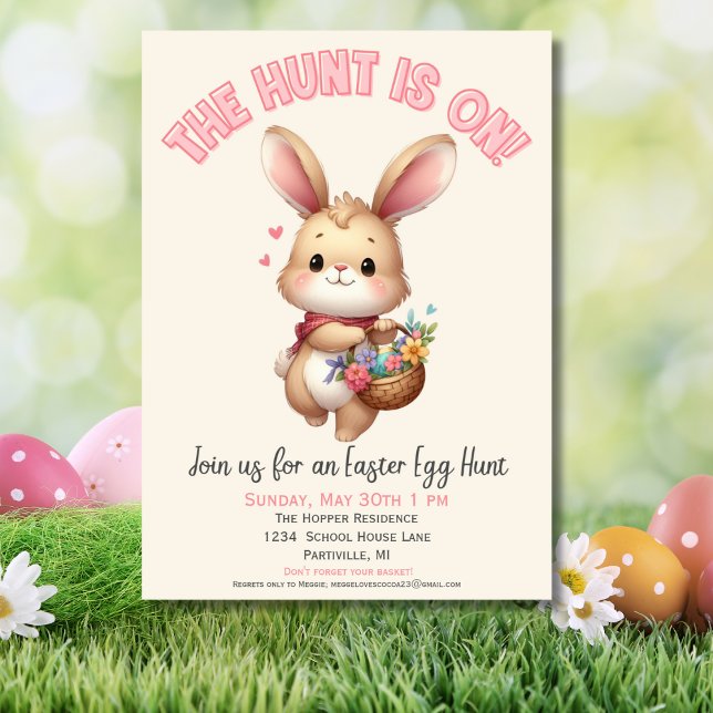 Cute Bunny Påskägg Hunt-inbjudan Inbjudningar (Skapare uppladdad)