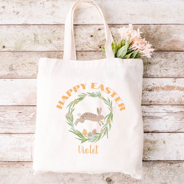 Cute Bunny Påskägg Hunt Tote Bag Tygkasse (Skapare uppladdad)