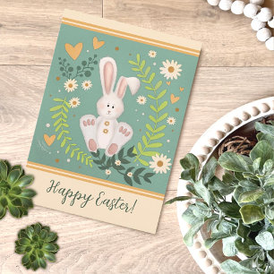 Cute Bunny Pastel Blommigt Glad påsk Kort