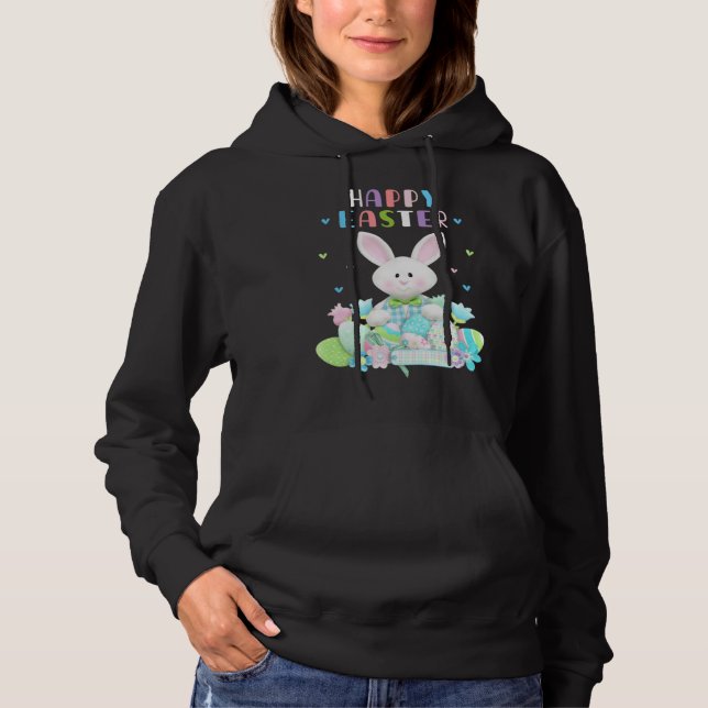 Cute Bunny Pastel Spring Eggs Hunt Rabbit Happy Ea T Shirt (Framsida)