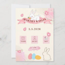 Cute Bunny Pastel Template Baby Shower Inbjudningar