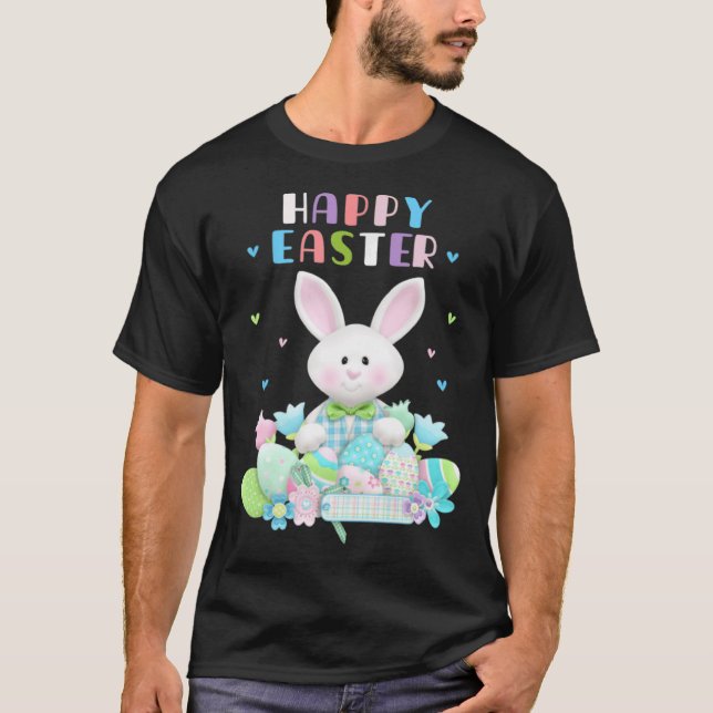 Cute Bunny Pastel Vår Eggs Hunt Rabbit Lycklig Ea T Shirt (Framsida)