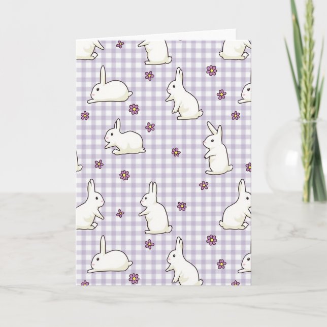 Cute Bunny Pattern Greeting Card Kort (Framsida)