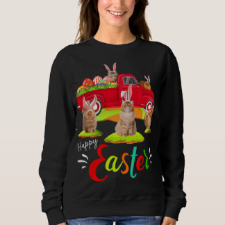Cute Bunny Persian Cats Riding Red Lastbil Lycklig T Shirt