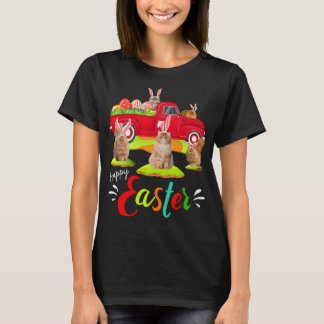 Cute Bunny Persian Cats Riding Red Lastbil Lycklig T Shirt