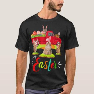 Cute Bunny Persian Cats Riding Red Lastbil Lycklig T Shirt