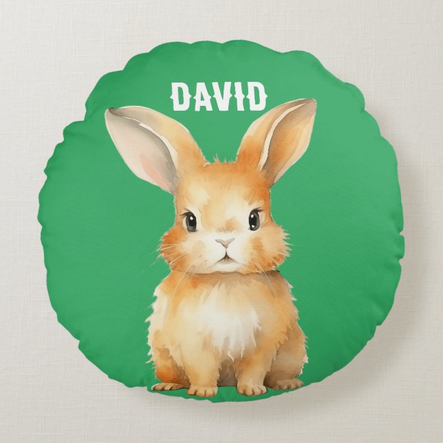 Cute Bunny Personlig Rund Kudde (Framsidan)