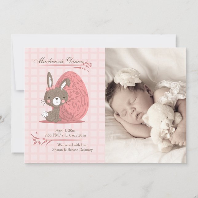 Cute Bunny Photo Birth-meddelande Meddelande (Framsida)