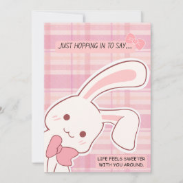 Cute Bunny Pink Greeting Julkort